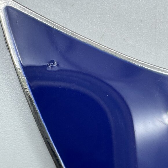 Vintage Express 90’s Silver Tone And Blue Enamel Geometric Necklace Signed - Picture 3 of 6